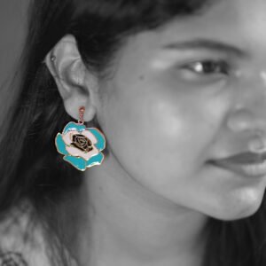Rosie Hoops - white teal